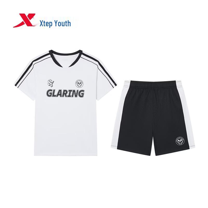 Xtep Girls' American Style Font Colorblock Round Neck Two-Piece Summer Set