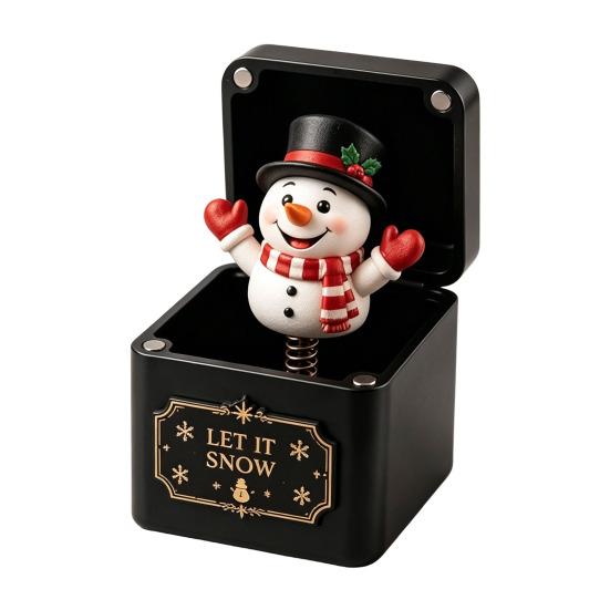 Interactive Xmas Magic Box 3D Printed Christmas Pop-Up with Spring Action, Elements/Angel/Star Snowman Holiday Party Favors Ornaments,