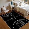 Basketball Court Area Rug Minimalist Black and White Sports Design Non Slip Washable Floor Carpet for Playroom Kids Bedroom