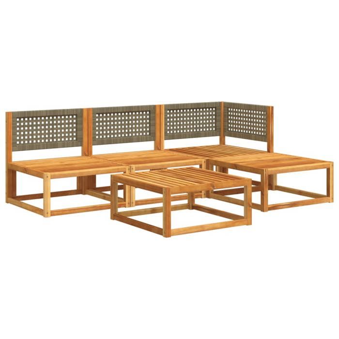 VidaXL 5-Piece Garden Sofa Set with Cushions In Acacia Wood and Rattan 3278894