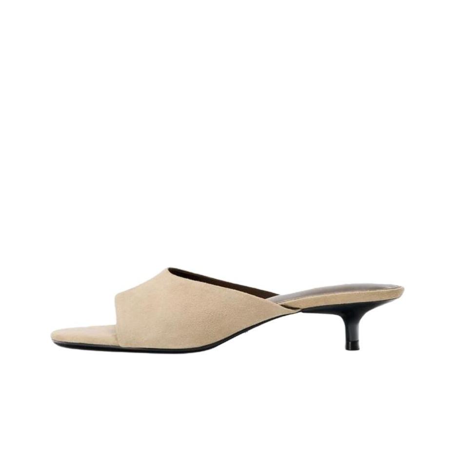 Zara Fashion Versatile Anti-Wear Slide Sandals Women Footwear Beige 1351610102