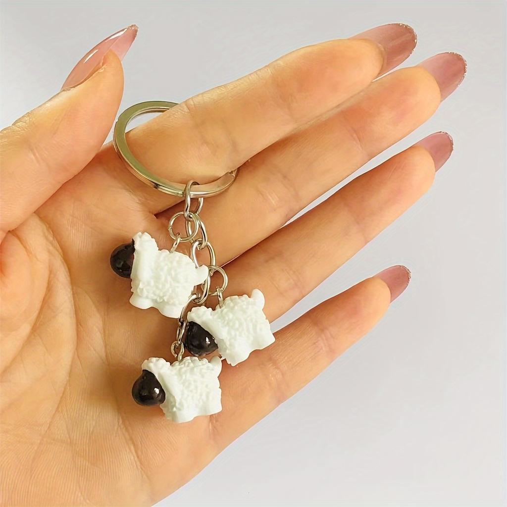 Valentine'S Day Gift Resin Sheep Keychain - Metal And Resin Anime-Themed Oblong Keyring with Ring Buckle, Animal-Shaped Charm Pendant