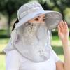 Polyester Chiffon Sun Hat With Face Mask And Neck Cover For Outdoor Gardening Sun Protection
