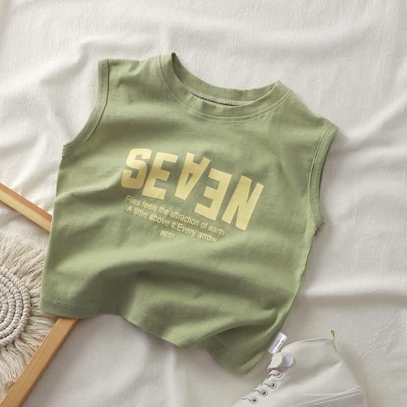 

Дитячі літні бавовняні топи без рукавів, безрукавки, футболки середнього та великого розміру для дітей 140 зелений