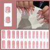 French Style False Nails with Pearl and Lines Design for Women, Removable and Comfortable Long Fake Nail Tips