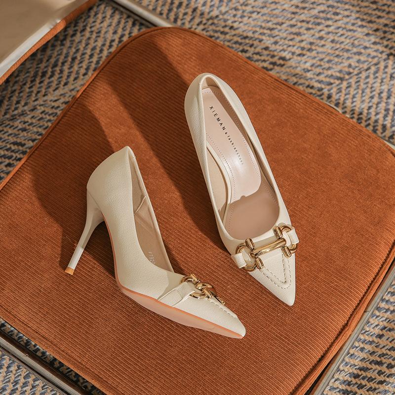 

New pointed thin heel high heels women s shoes versatile fashion temperament simple women s high heels 40