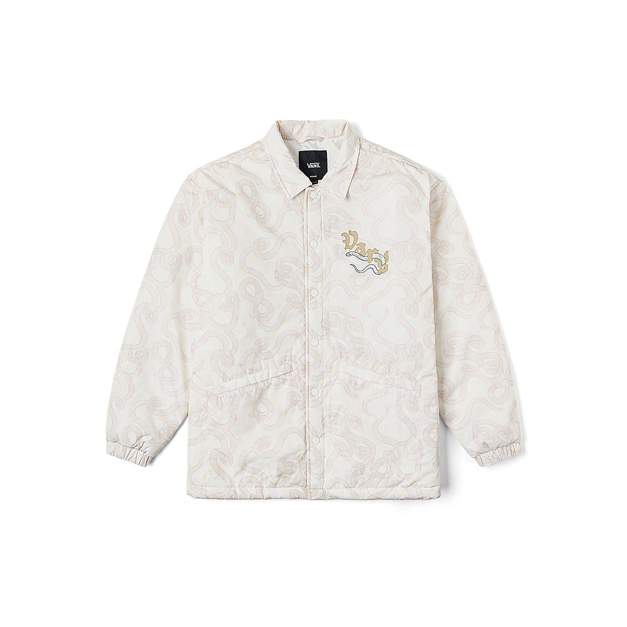 Vans LT Padded Year Of The Snake Button-Up Coach Jacket Unisex Jacket Off-White Checkered VN000P36F7J 2XL