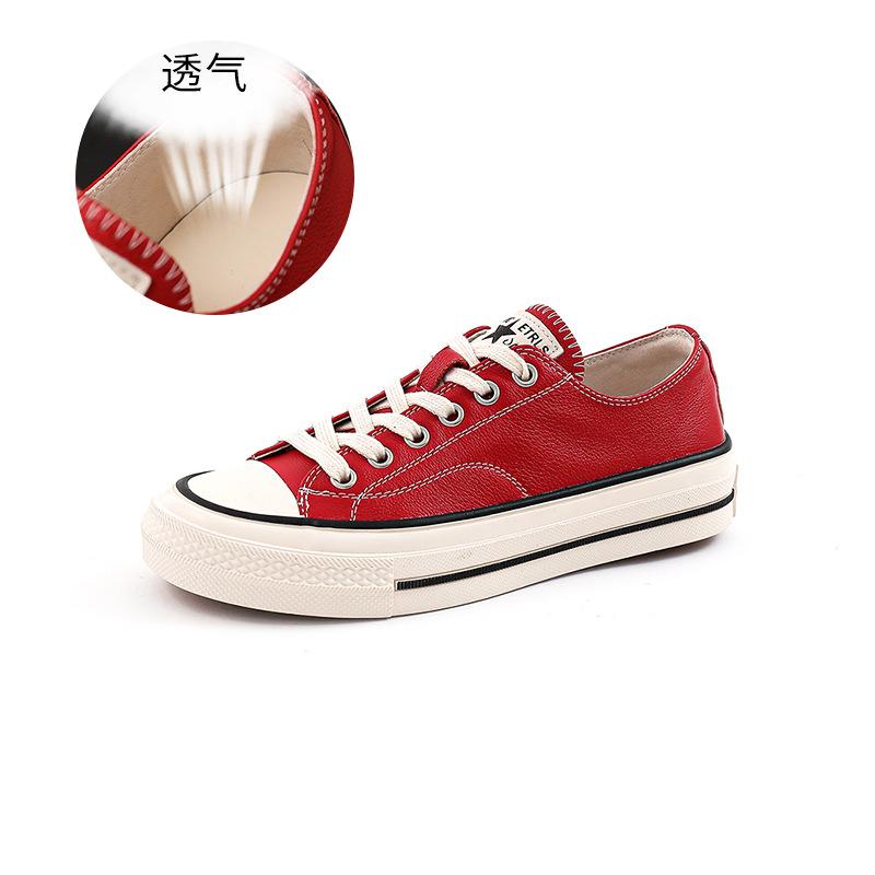 The First Layer of Cowhide Little White Shoes Women's 2025 Spring New Shoes Women's Versatile Casual Women's Shoes Flat Single Shoes Soft Leather Wome