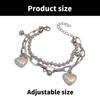 Korean Styles Double Layer Heart Tassels Bracelet Sturdy Alloy Beaded Bangle for Women Hiphop Fashion Jewelry Gift