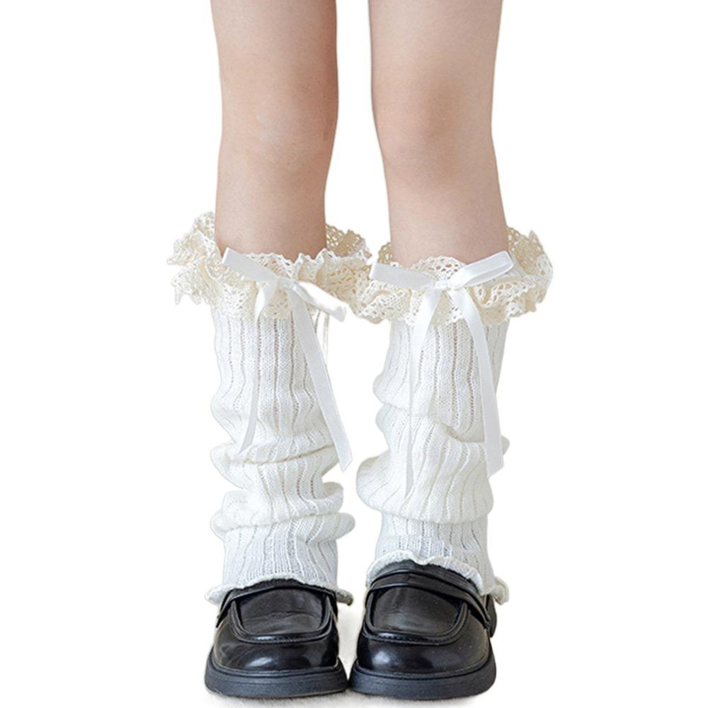 Kawaii High Elastic Lace Leg Warmers Lace Trim Knitted Foot Cover Sweet Style Children's Foot Warmer Children Wear