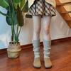 Style Buttons Stripe Lolita Wool Boots Women Leg Warmers Knitted Foot Cover Long Socks Cover