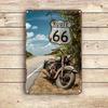 Vintage Route 66 Metal Sign with Roadside Motorcycle Design  Rustic Wall Art Decor for Home Bar Cafe or Club     Perfect G