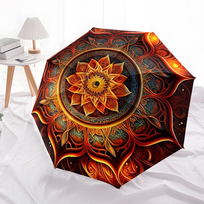 1pc Mandala Artwork Automatic Open/Close Umbrella, Folding Compact Umbrella with Lightweight Design for Women/Men yy251028242