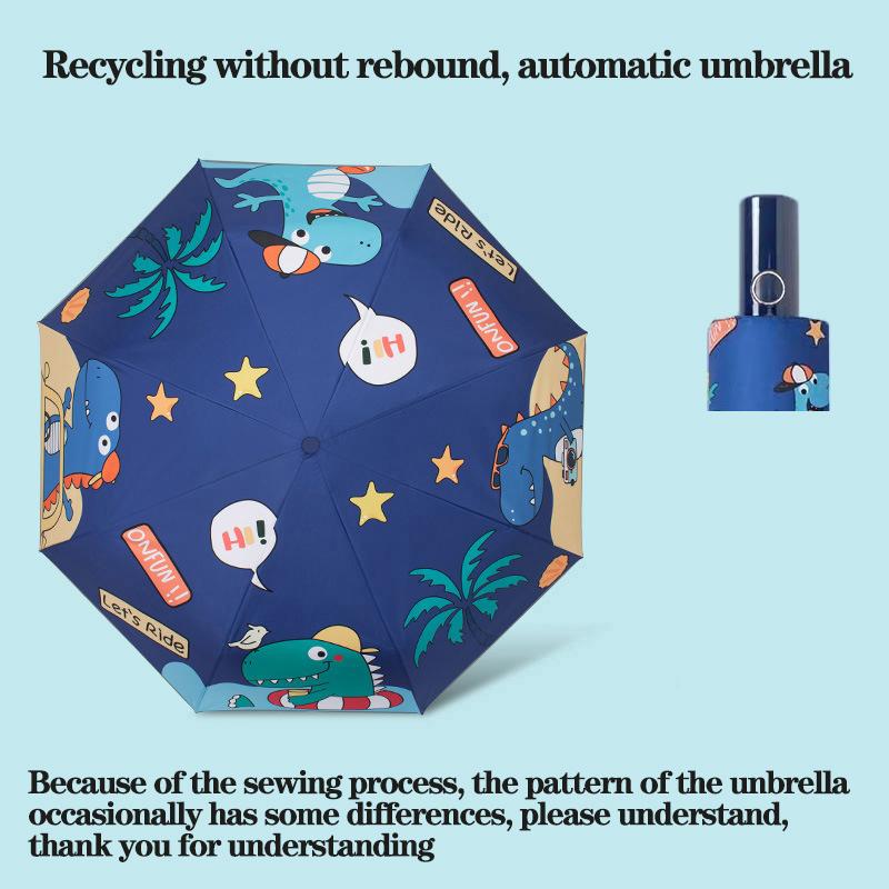 Sun Umbrellas ChildrenS Astronaut Dinosaur Anti Rebound Rain Umbrella WindproofUv Resistant Parasol Portable Folding Umbrella