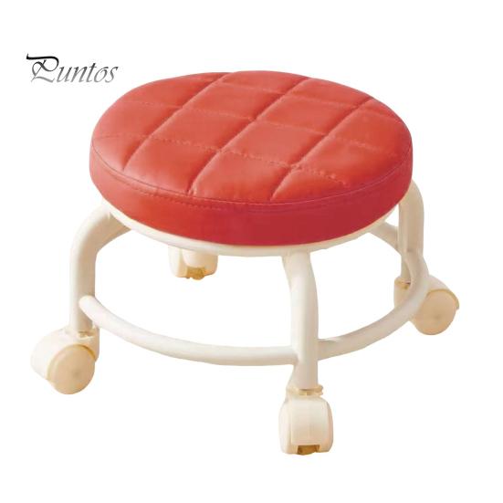 Low Rolling Stool with 360 Degrees Swivel Wheels Faux Leather Cushion Roller Seat Heavy Duty Rotating Mini Chair Seating Stool