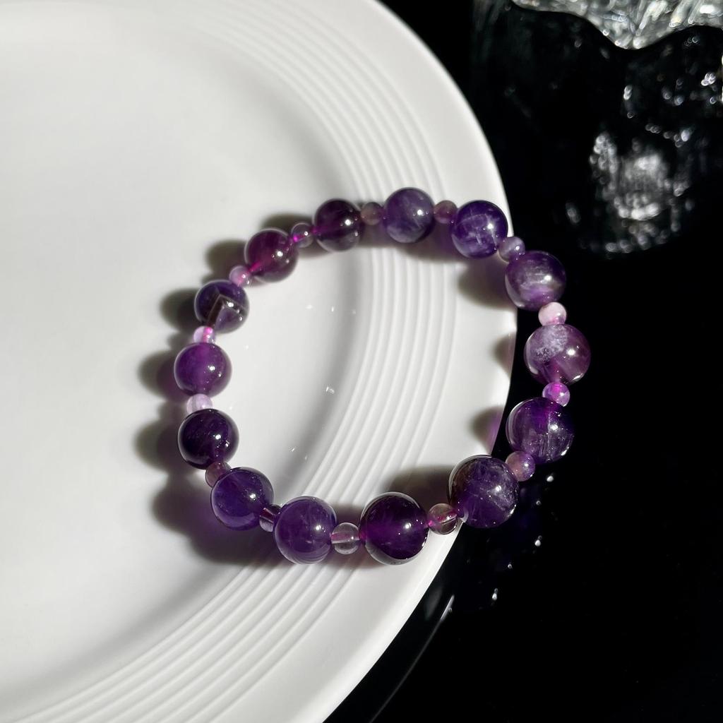 Jingxi Collection: Natural Dream Amethyst Crystal Bead Bracelet, 10mm+4mm, Fashionable & High-End.
