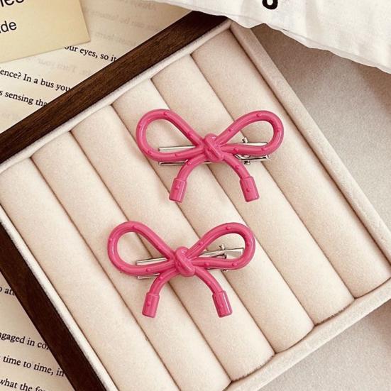 4Pcs Girl Hairpins Korean Style Dot Design Bow Shape Hair Clips Stable Non-slip Side Bang Hair Pins Hair Accessories