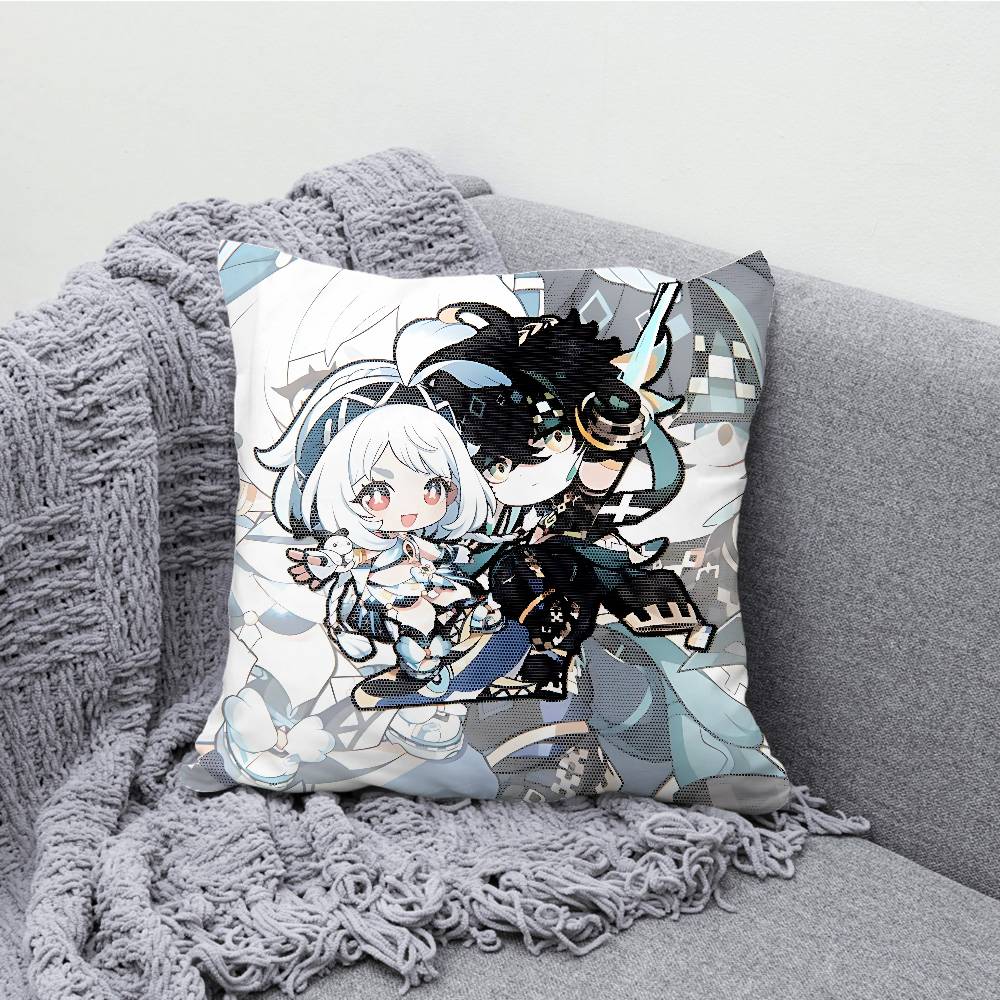 Genshin Impact Kinich Mualani Pillowcases Bedroom Living Room Sofa Home Decor Polyester Cushion Cover with Zipper
