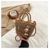 Stroh kleine Tasche lässige Schulter Umhängetasche Damen gewebte Bucket Bag Cartoon niedliche Gemüsekorb Handtasche