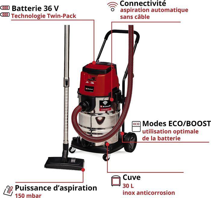 Einhell professional aspirateur eaux et poussières tp-vc 36/30 s auto-solo pxc (36v) livré sans batterie ni chargeur