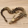 Brass 3D Articulated Chinese Dragon Ornament for Home or Office, Antique Metal Handcrafted Decor.