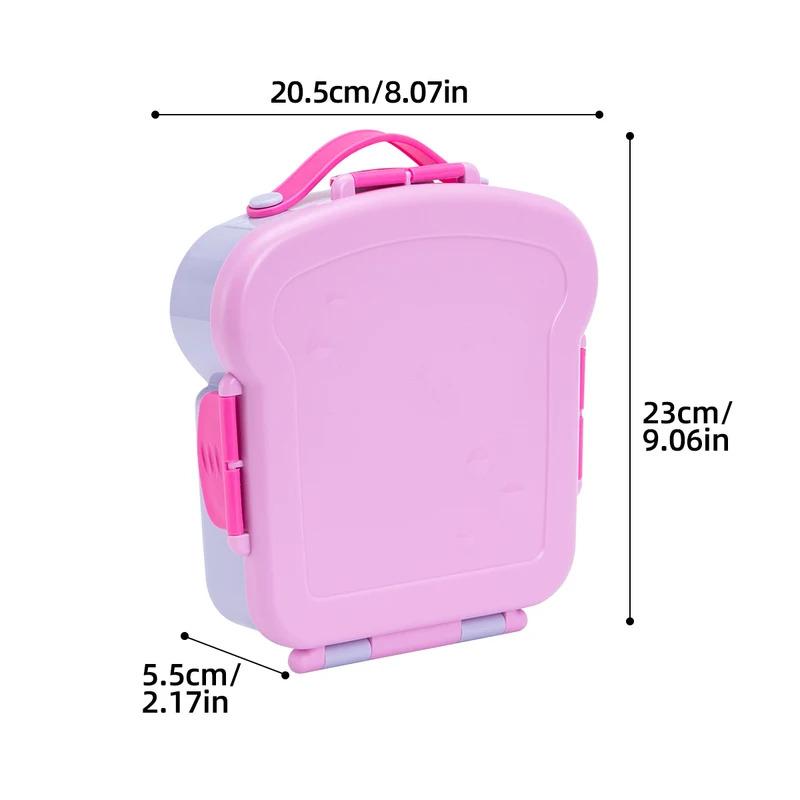 Cute plastic children's lunch box, food container with compartments, portable bento box suitable for children's office students