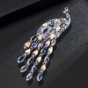 Elegant Long Tail Crystal Peacock Brooch Party Jewelry Elegant Corsage Pin Alloy Texture Perfect for Wedding and Evening