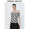 Women's Retro Contrast Plaid Halter Sleeveless T-Shirt