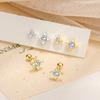 S925 Sterling Silver Inlaid Zircon Star Screw Earrings for Women Simple INS Fashionable Versatile Plating K Gold Earrings
