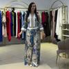 Spring and Autumn New European and American Women's Clothing Cross-border Long Sleeve Cardigan Zipper Jacket Casual Wide Leg Pants Two-piece Set