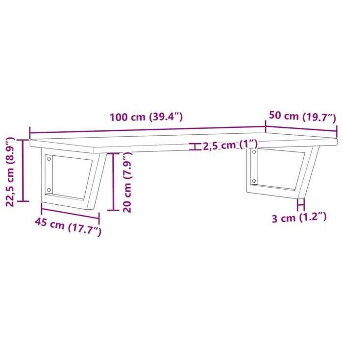 VidaXL Wall-mounted Vanity Shelf Steel and Solid Oak Wood, Floating Vanity Shelf, Vanity Shelf for Countertop 3302398