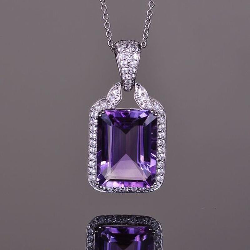 

Huitan Chic Square Purple Cubic Zirconia ожерелье для женщин великолепные невесты помолвка свадьба ожерелья роскошные модные ювелирные изделия 45cm
