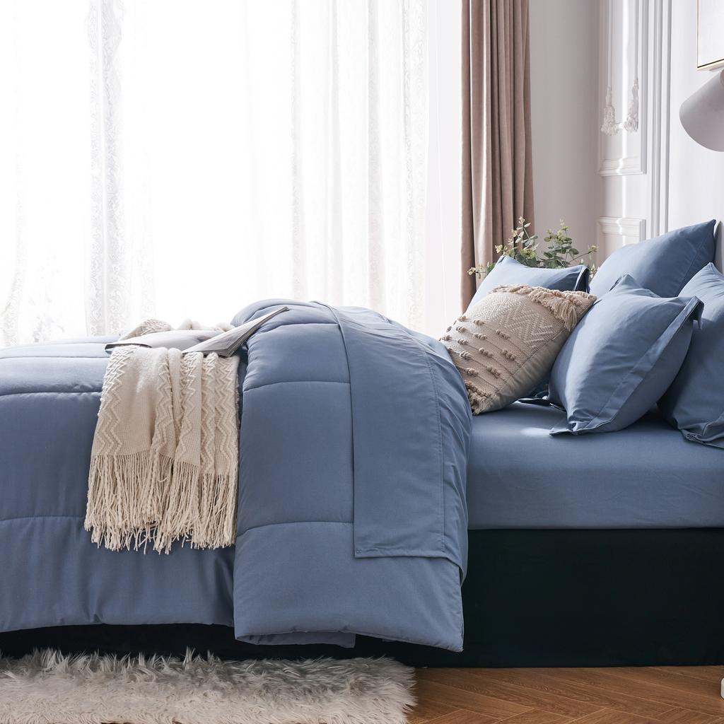 7 Piece Bed In A Bag Comforter Set Queen, Stylish Solid Geometry Comforter And Sheet,Pillowcase Set, Ideal Gift