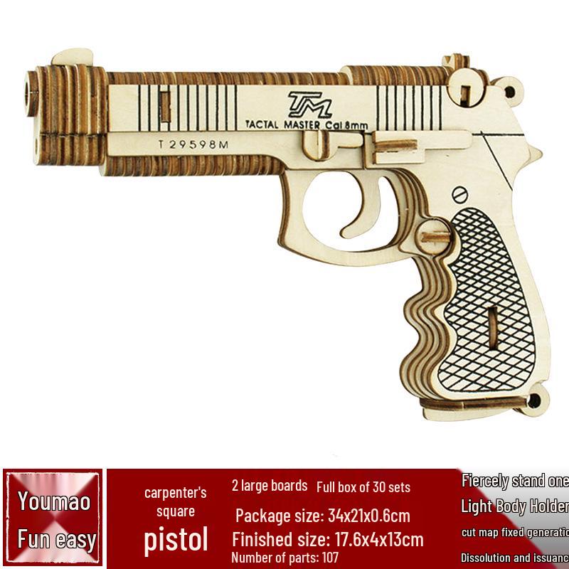 Handmade 3D Wooden Military Tank Model Puzzle for Children