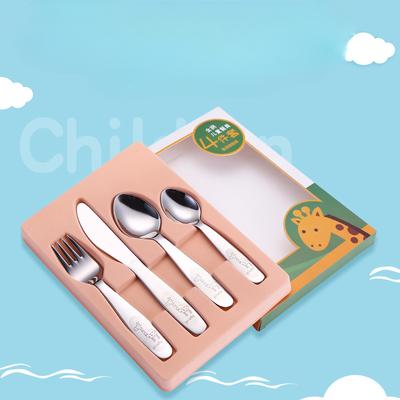 Aço Inoxidável 304 Faca Garfo Colher Colher de Sobremesa Infantil Fofa Colher de Mexer Conjunto de Talheres para Presente