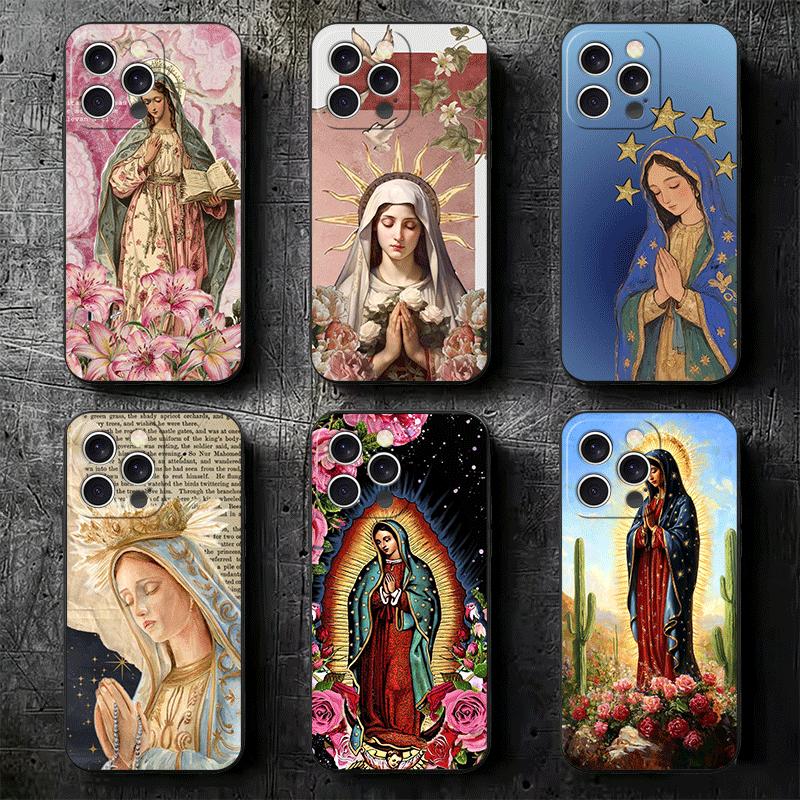 Virgen Mary Virgin De Guadalupe Soft Phone Case for iPhone 16 16E 17 Air 15 Pro Max 14 Plus 13 Mini 11 12 7 Black Cover Back She