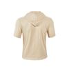 Men's Solid Color Cotton And Linen Short-sleeved Shirt Cardigan Loose Hooded Top