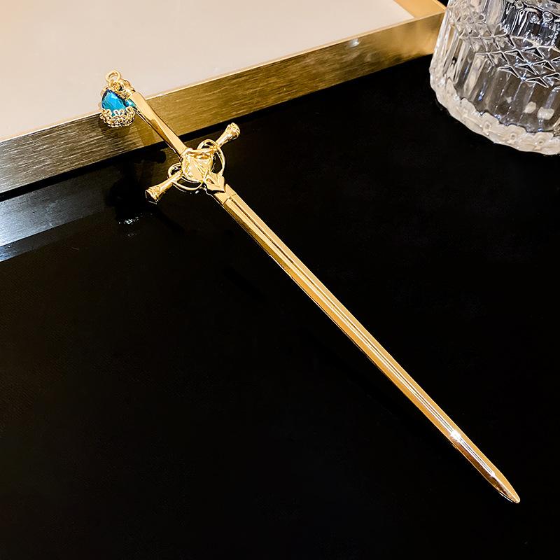 New Antique Metal Sword Hairpin Women's Fashion Chinese Simple and Creative Pan Hairpin Jewelry Temperament Headwear Accessories