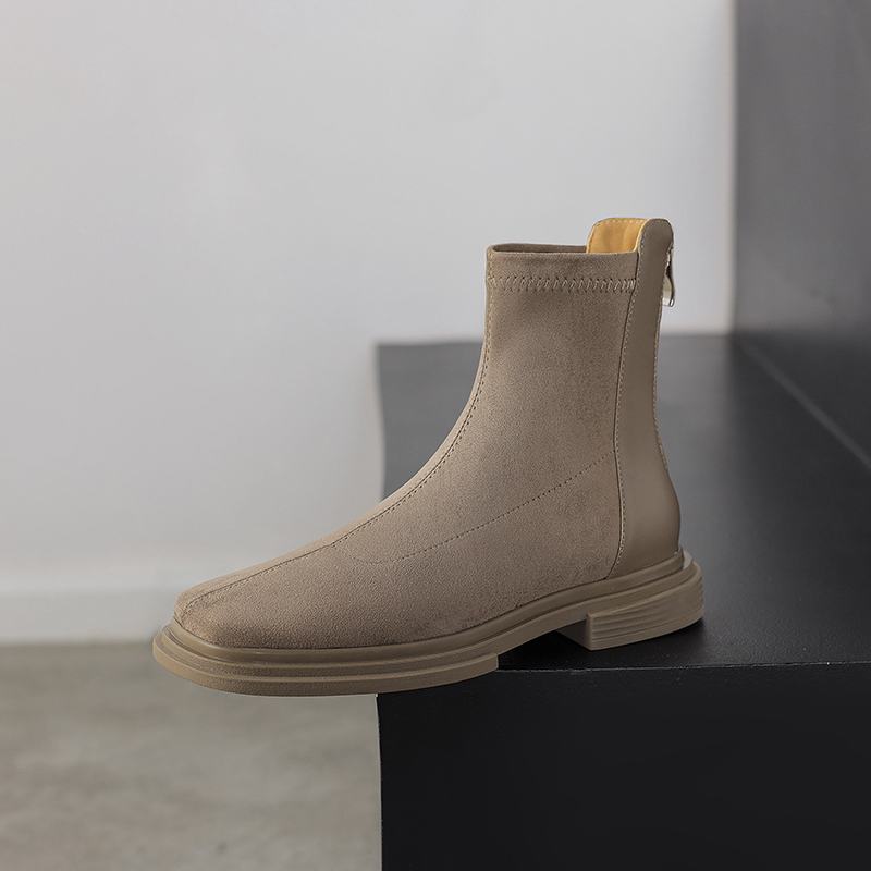 Krazing Pot Cizme de cowboy moderne, cu vârf rotund de iarnă, cu tocuri groase, pentru femei, mărimea 42, botine elastice cu platformă.