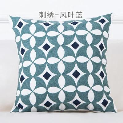 New 100% Cotton Woolen Embroidered Geometric Cushion Cover Modern Nordic Style Pink Blue Pillow Cover Cotton Throw Pillows Case