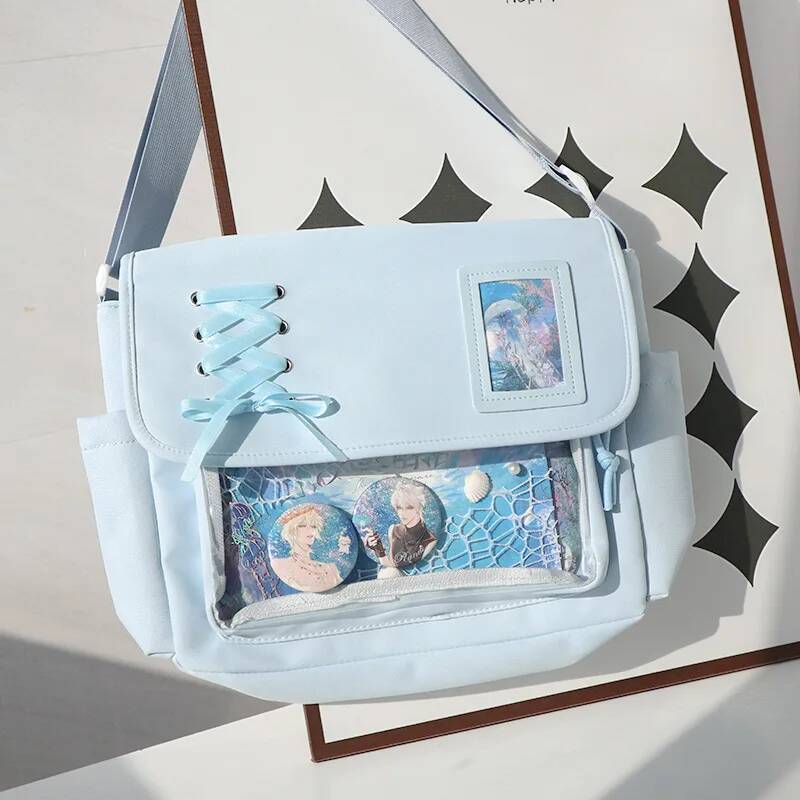 New College Style Ita Shoulder Bag Large Capacity Women Casual Crossbody Bag Cute Girls Transparent Bag Y2K DIY Display Handbags