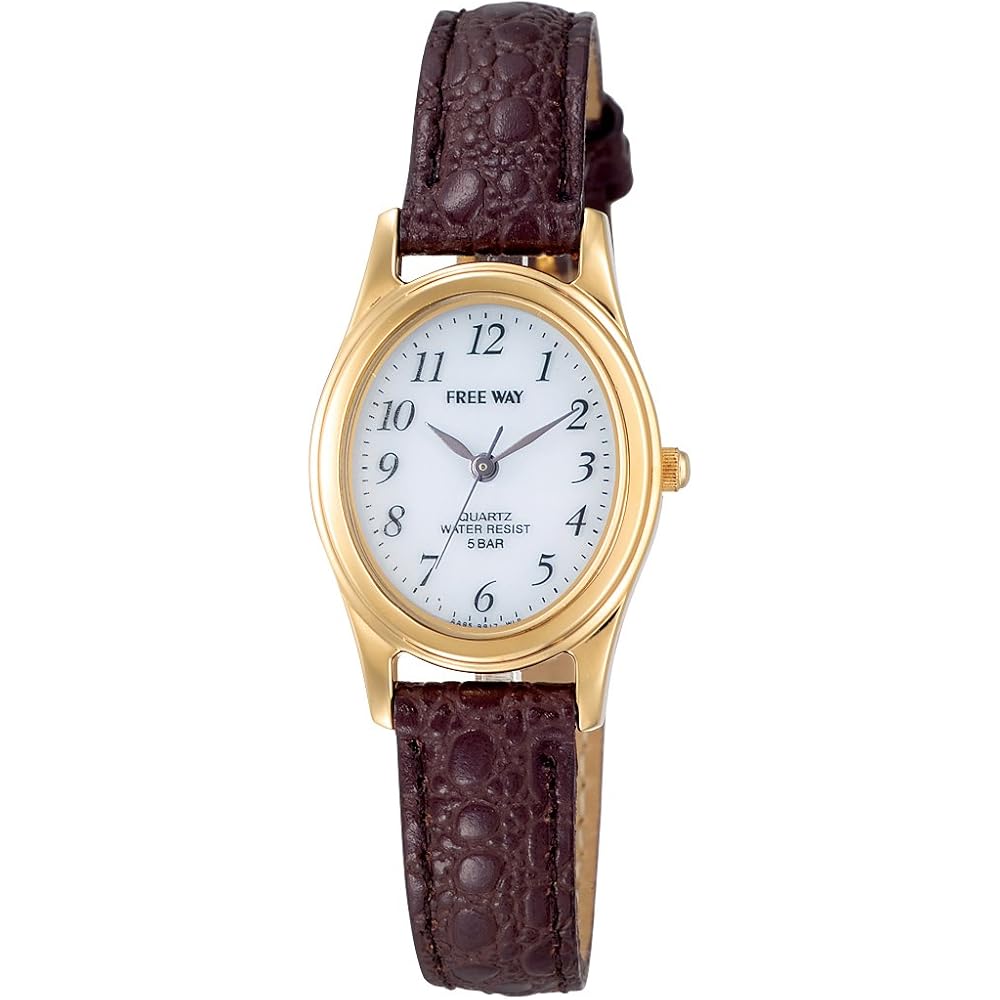 Citizen Q&Q Analog Solar Waterproof Watch with Leather Strap for Women White Brown