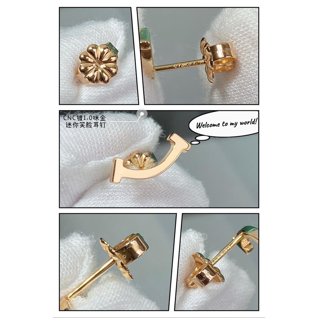 Blumenohrringe Glücksklee Reinsilberohrringe V Metallmaterial Originallogo Galvanisierung 18K Diamantbesetztes lächelndes Gesicht