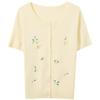 Women's Bow Knit Short Sleeve Cardigan