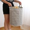 Multifunctional Cotton and Linen Lattice Dirty Clothes Basket Clothes Toys Sundries Storage Bucket Foldable Dirty Clothes Basket