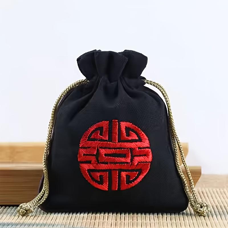 Vintage Style Embroidered Cotton Blend Jewelry Bag Bracelet, Bead and Small Item Storage Bag, Traditional Chinese Design