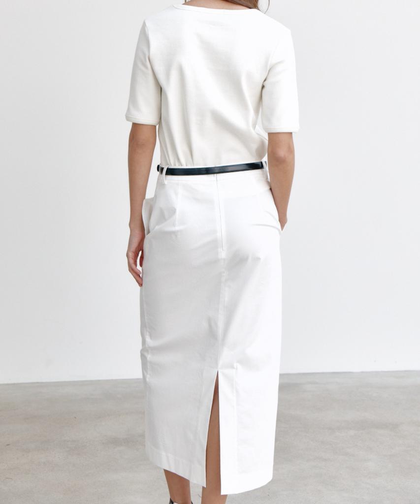 Okuka Straight Cotton Skirt, White