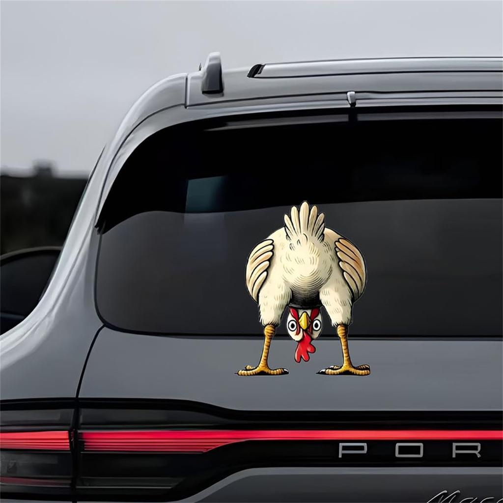 Funny Chicken Vinyl Decal - Funny Farm Animal Sticker For Car Window