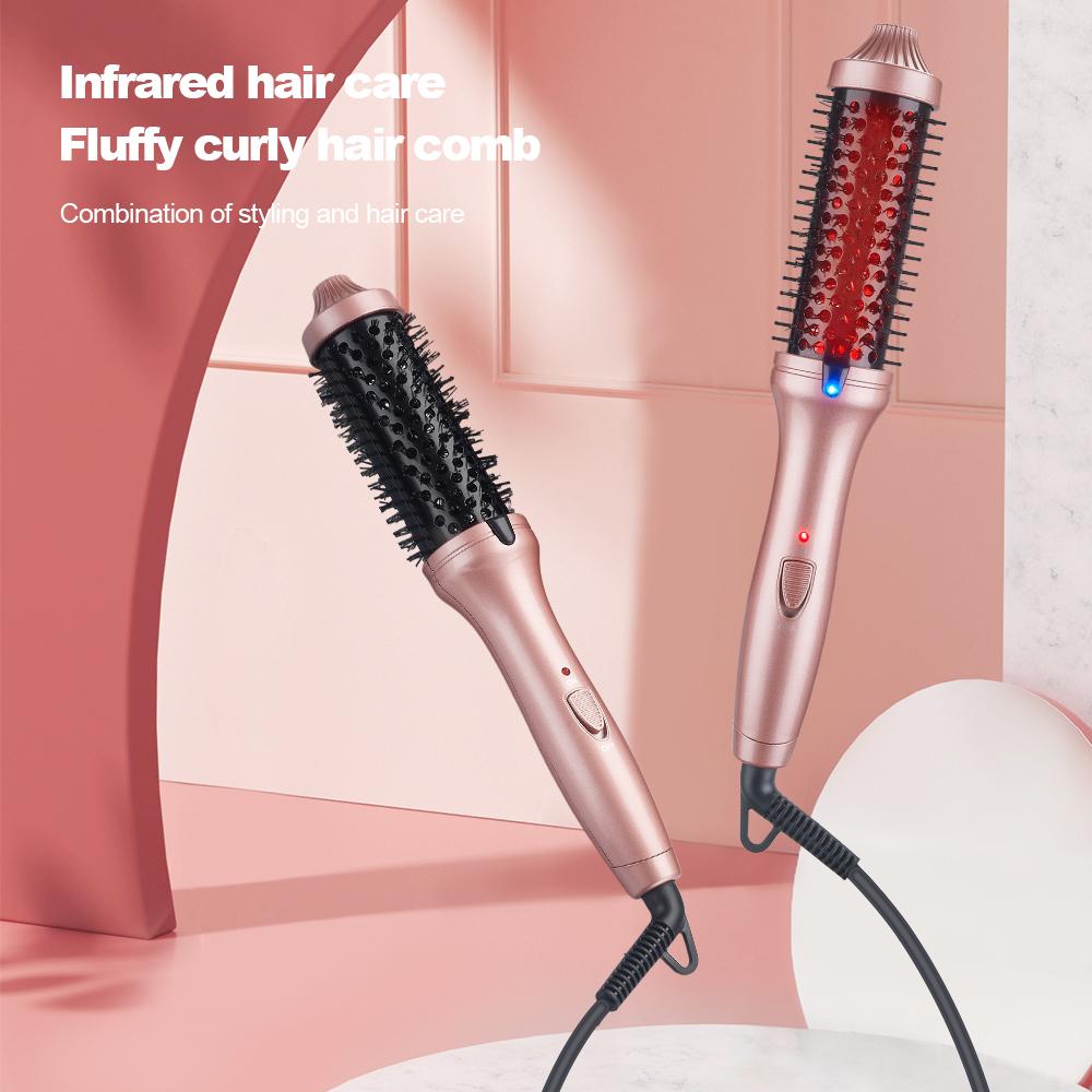 1.5 Inch Heated Curling Brush Ceramic Tourmaline Ionic Curling Iron Volumizing Defining Thermal Brush
