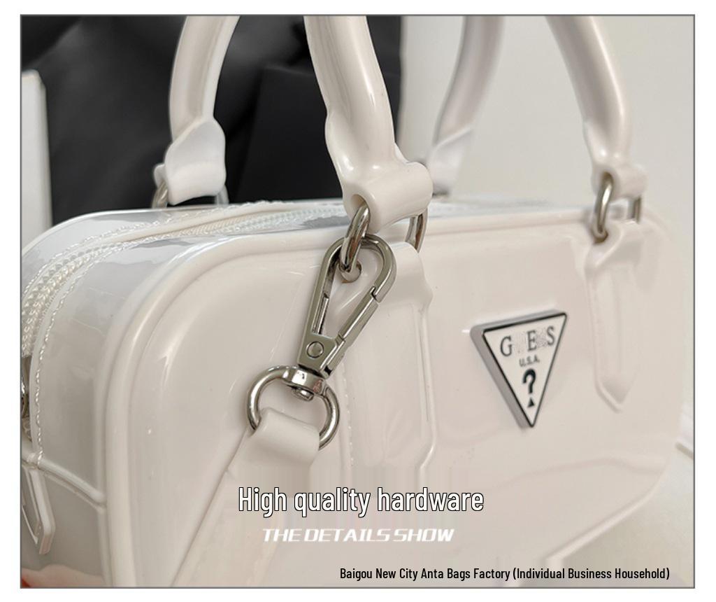 Women's 25th Anniversary Glossy Solid Color Bowling Handbag - Versatile Shoulder & Crossbody Bag